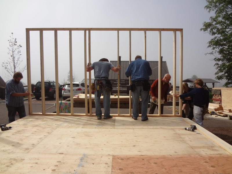 Raising the first wall frame