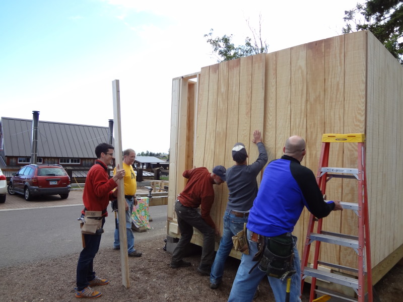 Lifting wall panels into place