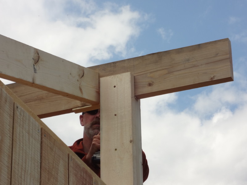 The 1st rafter fastened to the ridge beam