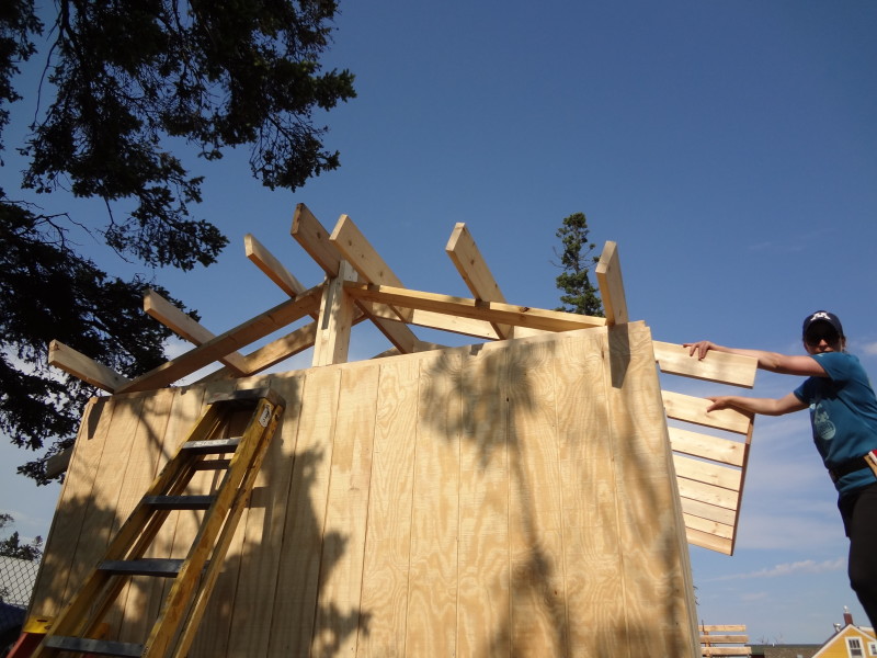 Back overlooks with top plate of gable frame in place