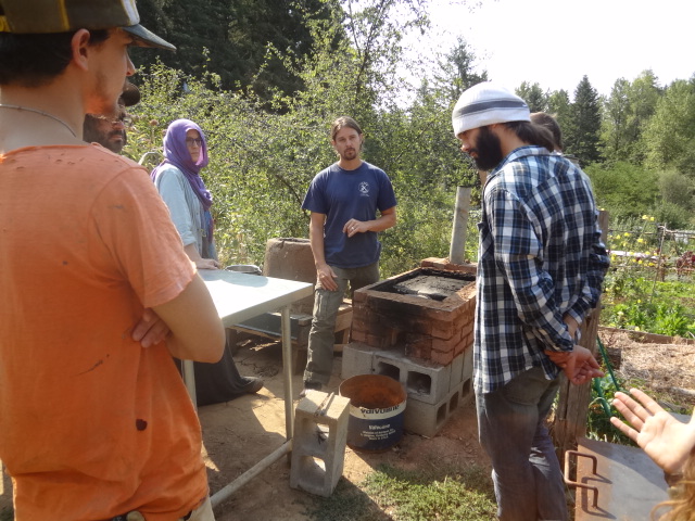 Rocket stove with griddle top: the Justa stove (griddle top removed)