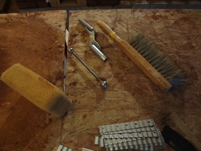 Tools for "striking" the mortar joints between the bricks.