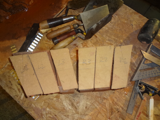 Jack arch bricks cut and labeled