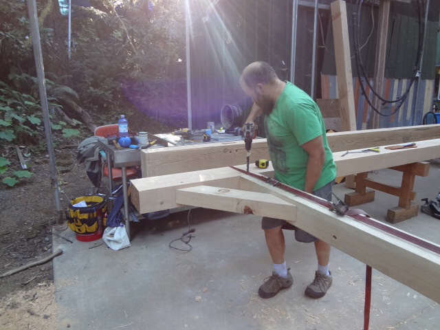 Notching peg holes in tenon