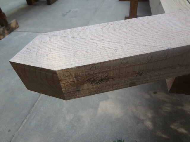 First cuts oto begin forming the tenon of the knee brace