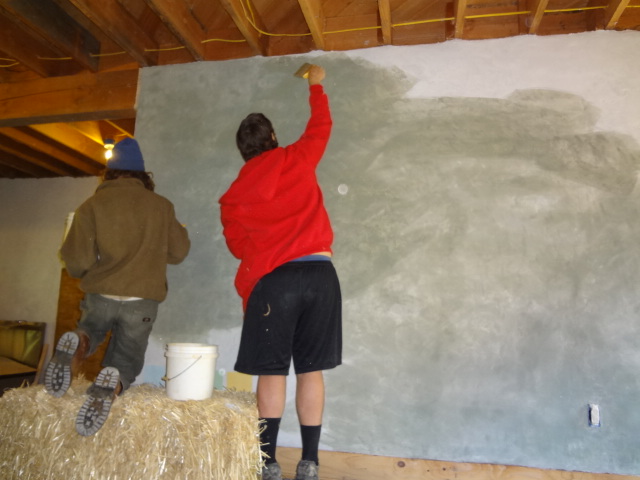 Lime wash. It dries much lighter than it goes on.