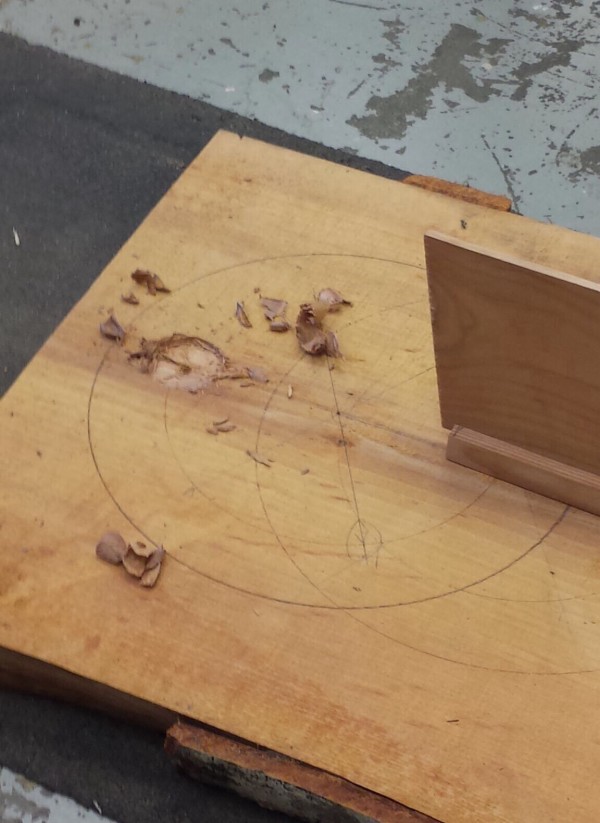 Drive the counterbore just until a flat surface is created in the hole to create the shoulder for the stool leg