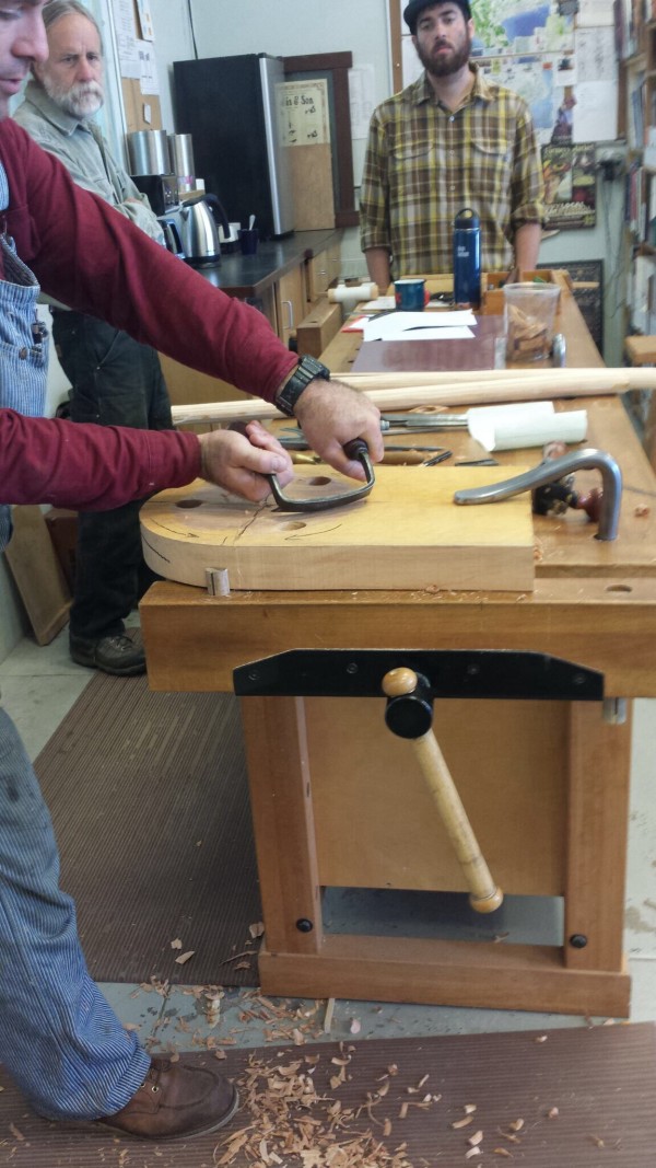 Carving the seat with an inshave