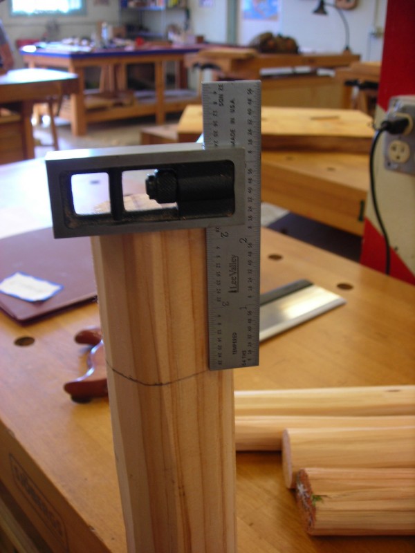 Marking out the length of the tenon